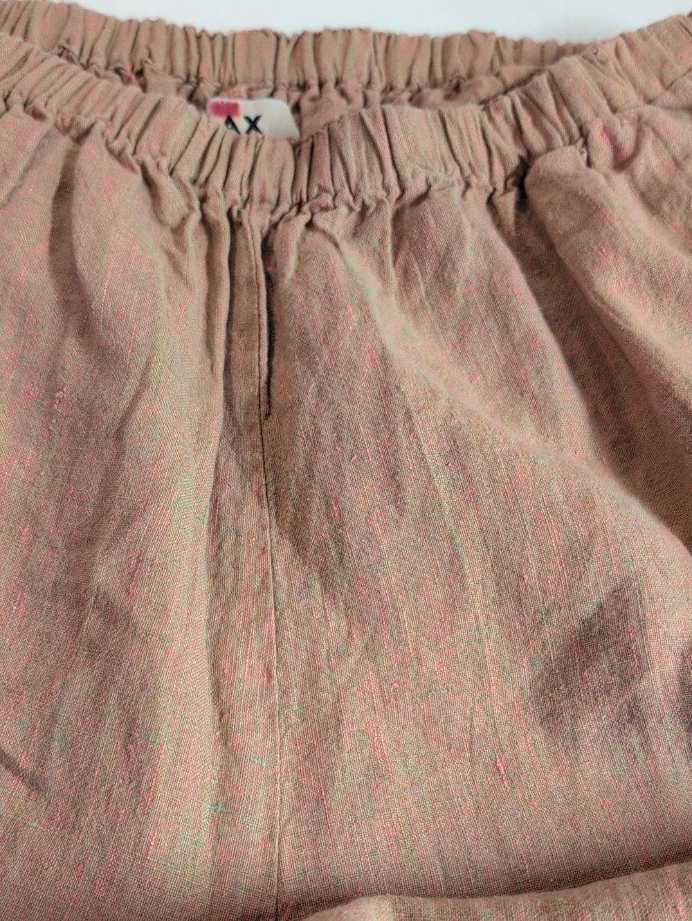 FLAX Floods Linen Pants Pink/Brown Size L Elastic Waist Stretch Artsy Boho - Picture 7 of 7